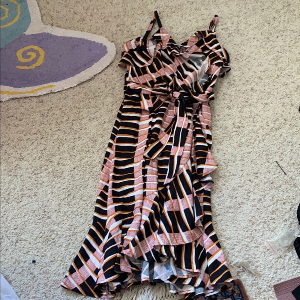 Midi Black/Orange Dress